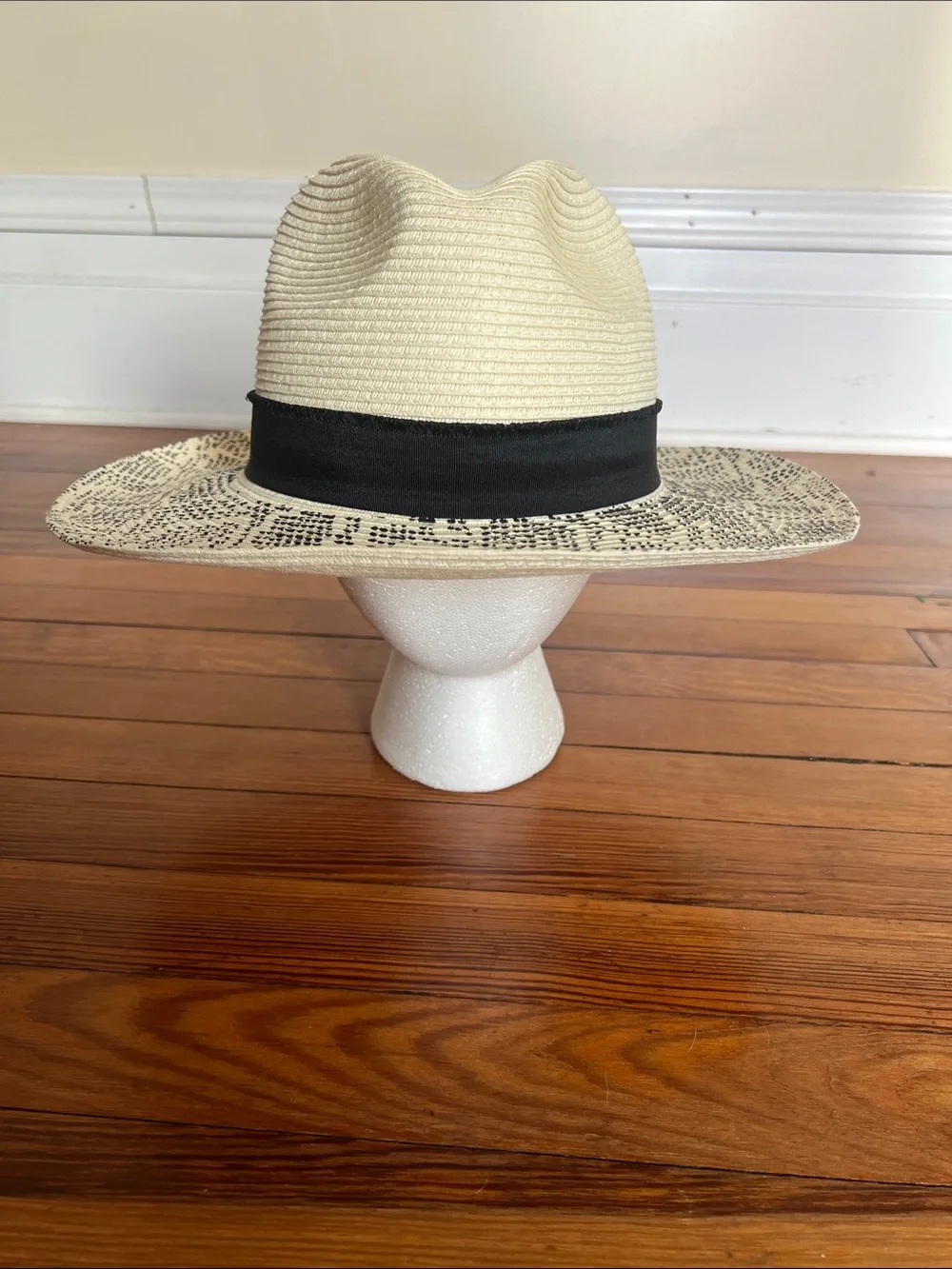 San Diego Hat Company Straw Fedora Wide Brim Snakeskin Print Paper Braid Sun Hat